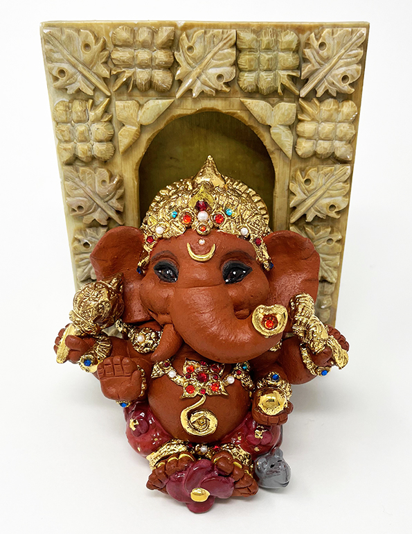 Brigitte Saugstad Ganesha Royal-26 12X11X10 ceramic statue, sculpture, idol, figurine, elephant -A