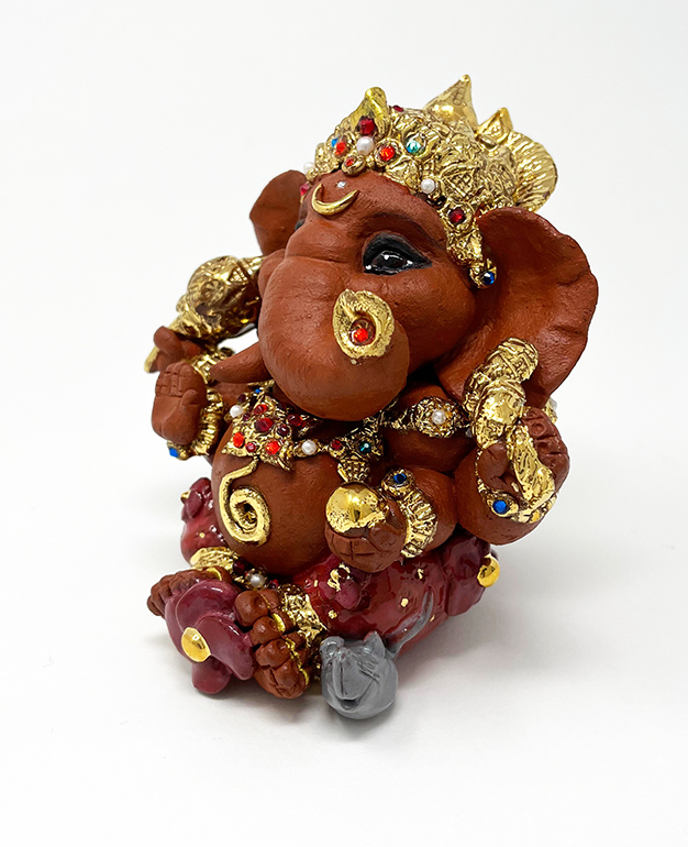 Brigitte Saugstad Ganesha Royal-26 12X11X10 ceramic statue, sculpture, idol, figurine, elephant -E
