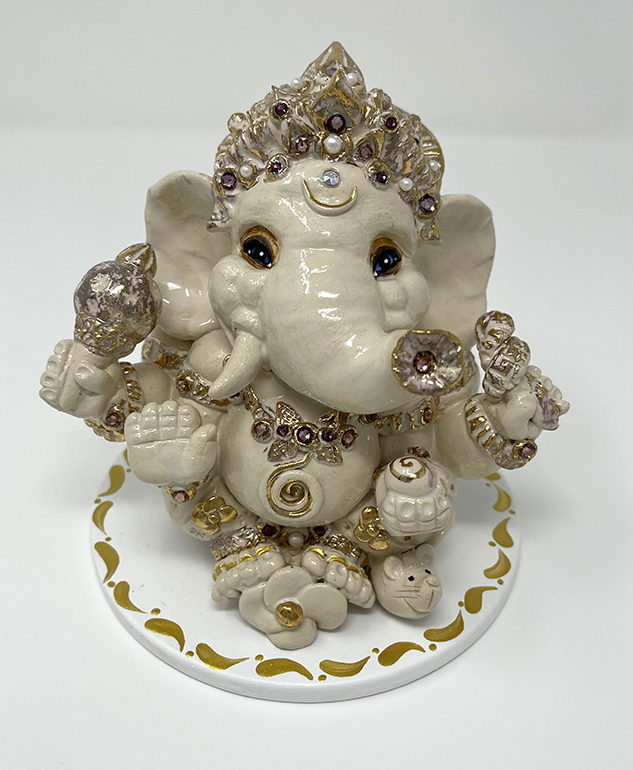 Brigitte Saugstad Ganesha Royal-36, ceramic statue, sculpture, idol, figurine, elephant -B