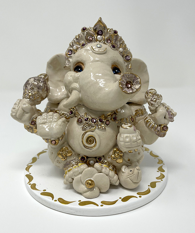 Brigitte Saugstad Ganesha Royal-36, ceramic statue, sculpture, idol, figurine, elephant -C