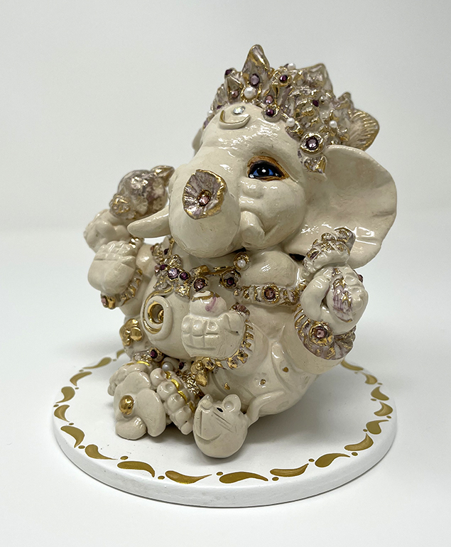 Brigitte Saugstad Ganesha Royal-36, ceramic statue, sculpture, idol, figurine, elephant -F