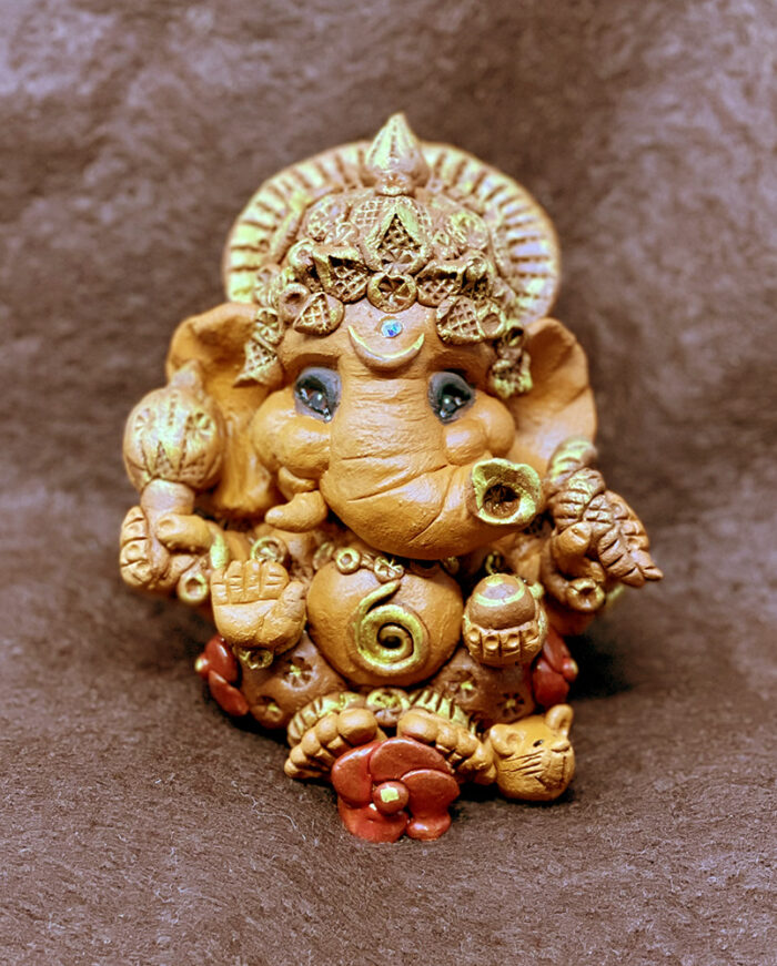 Brigitte Saugstad Ganesha Earth Mini-1, ceramic statue, sculpture, idol, figurine, elephant -A