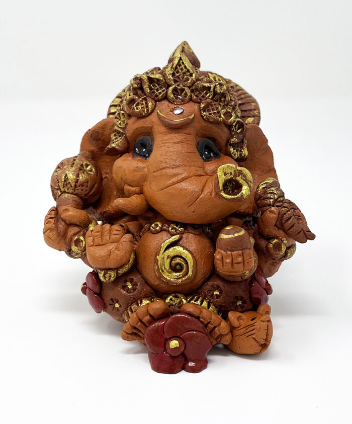 Brigitte Saugstad Ganesha Earth Mini-1, ceramic statue, sculpture, idol, figurine, elephant -B