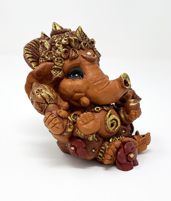 Brigitte Saugstad Ganesha Earth Mini-1, ceramic statue, sculpture, idol, figurine, elephant -C