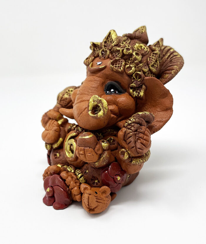 Brigitte Saugstad Ganesha Earth Mini-1, ceramic statue, sculpture, idol, figurine, elephant -E