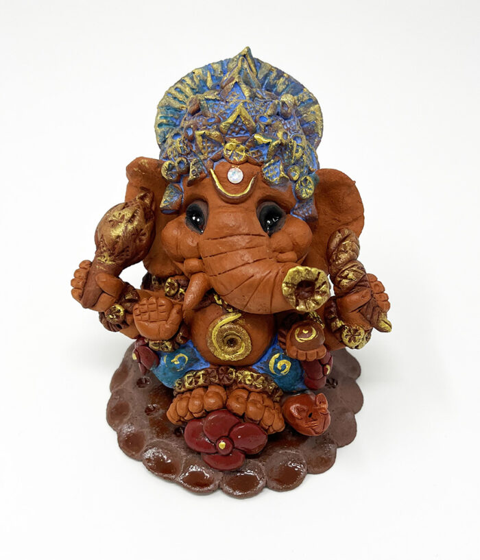 Brigitte Saugstad Ganesha Earth Mini-3, ceramic statue, sculpture, idol, figurine, elephant -A