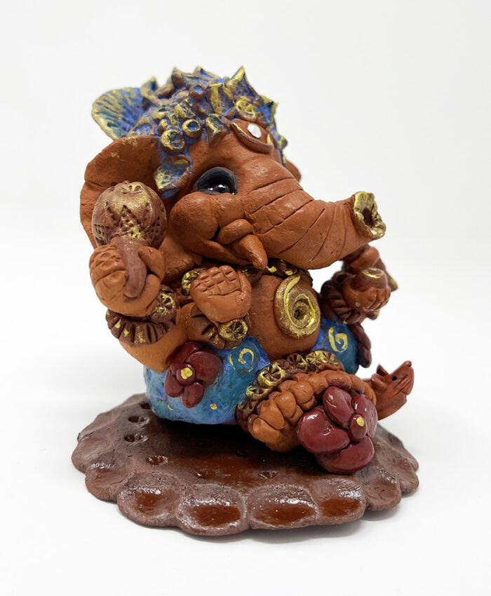 Brigitte Saugstad Ganesha Earth Mini-3, ceramic statue, sculpture, idol, figurine, elephant -C