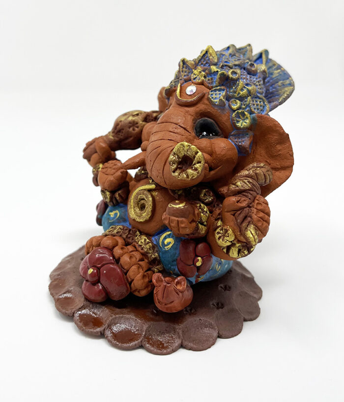 Brigitte Saugstad Ganesha Earth Mini-3, ceramic statue, sculpture, idol, figurine, elephant -E