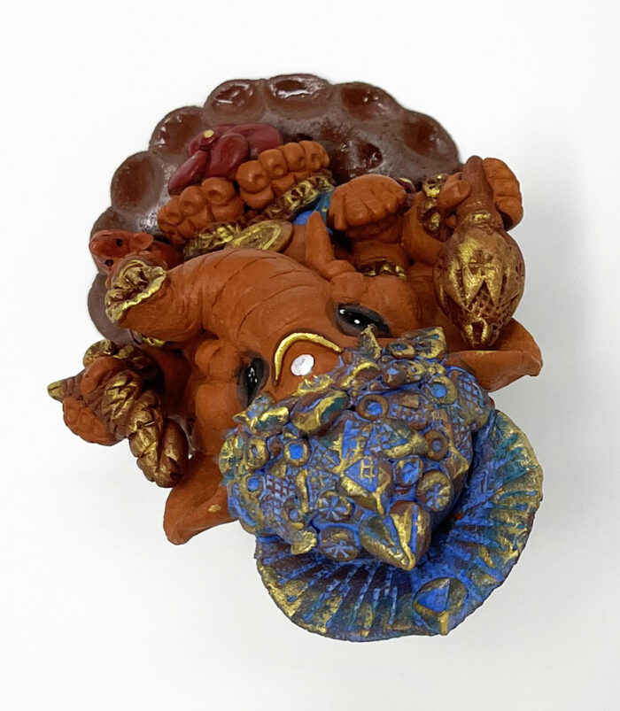Brigitte Saugstad Ganesha Earth Mini-3, ceramic statue, sculpture, idol, figurine, elephant -F