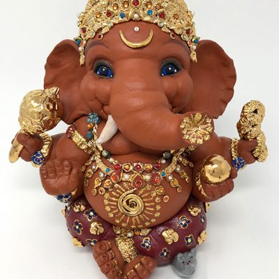 Brigitte Saugstad Royal Ganesha Sculpture with gold and crystal ornaments