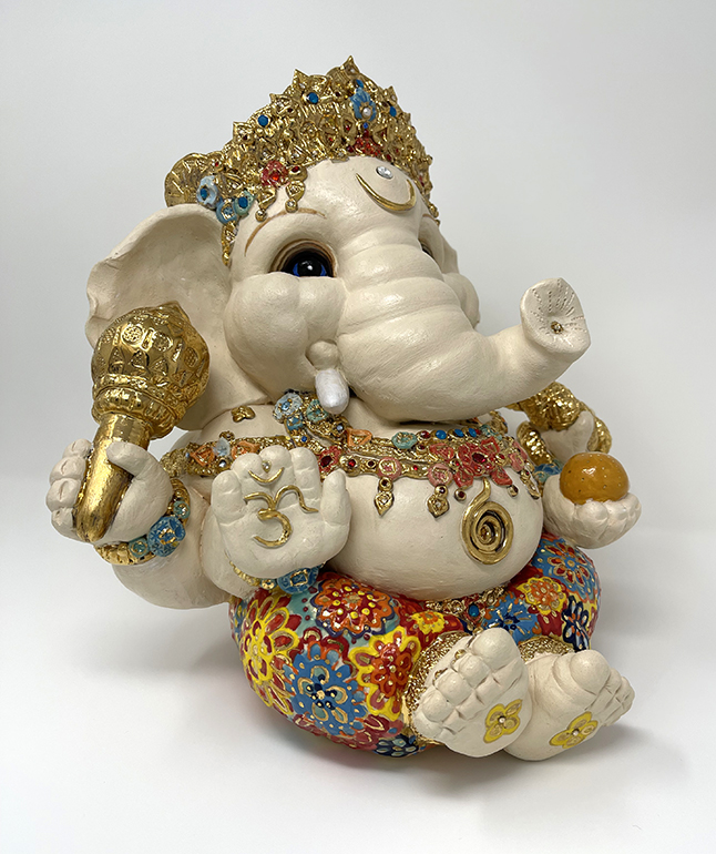 Brigitte Saugstad Ganesha Royal-33, ceramic statue, sculpture, idol, figurine, elephant -C