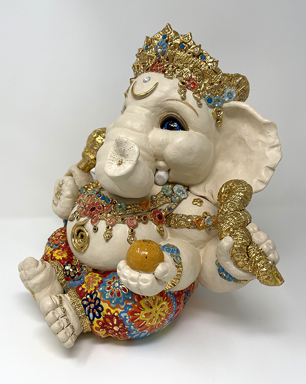 Brigitte Saugstad Ganesha Royal-33, ceramic statue, sculpture, idol, figurine, elephant -E