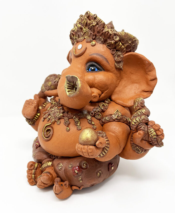 Brigitte Saugstad Ganesha Simple-12, ceramic statue, sculpture, idol, figurine, elephant -D