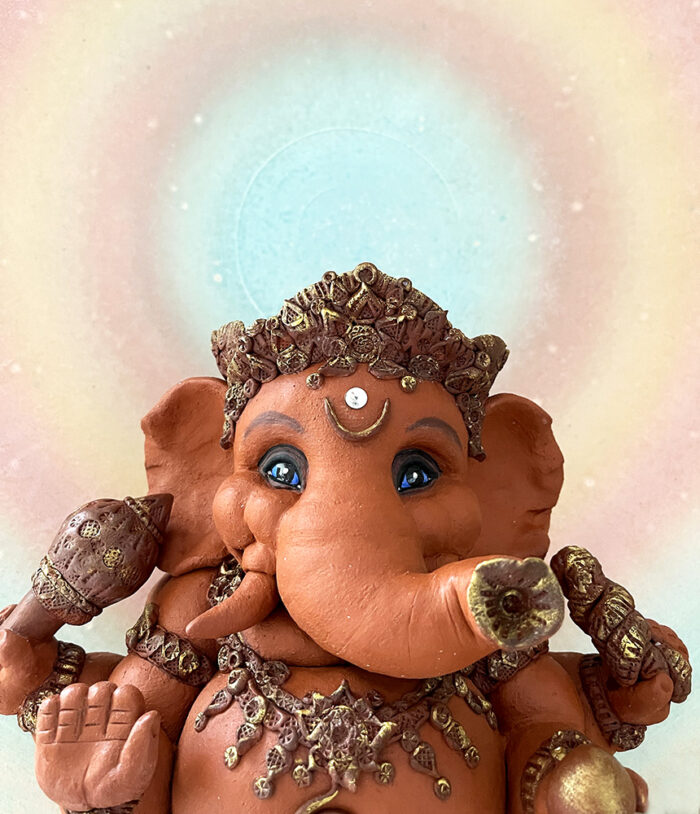 Brigitte Saugstad Ganesha Simple-12, ceramic statue, sculpture, idol, figurine, elephant -G
