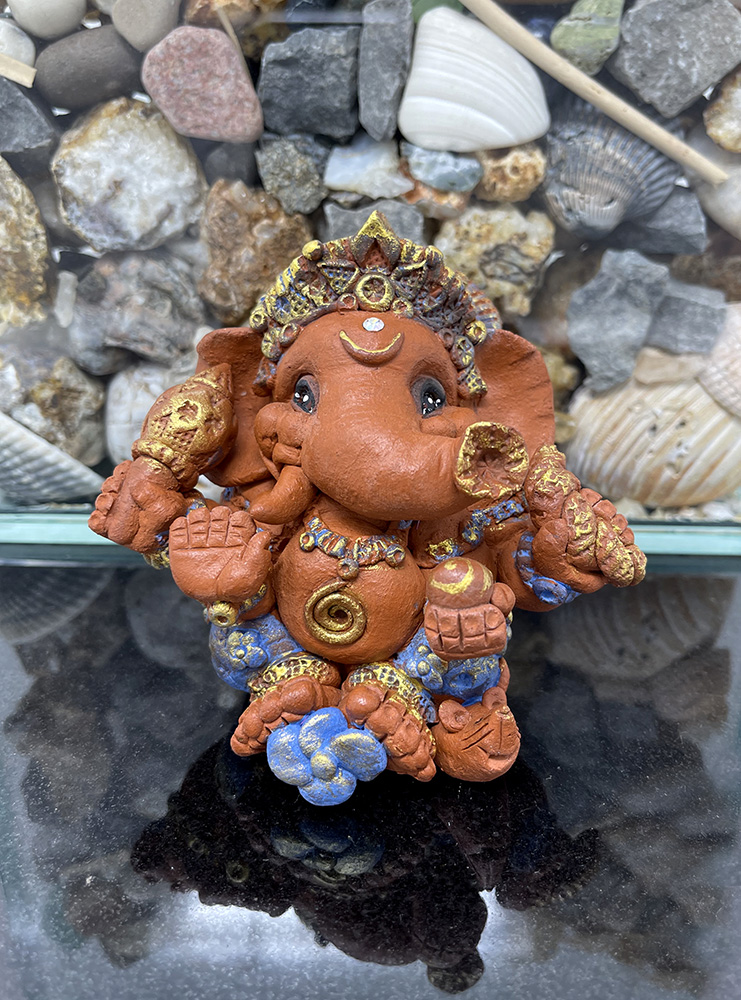 Brigitte Saugstad Ganesha Simple-9, ceramic statue, sculpture, idol, figurine, elephant -A
