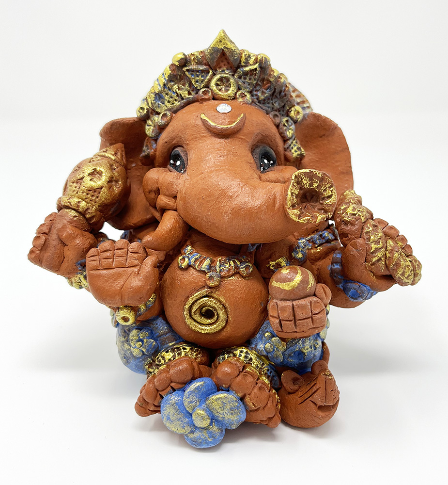 Brigitte Saugstad Ganesha Simple-9, ceramic statue, sculpture, idol, figurine, elephant -B