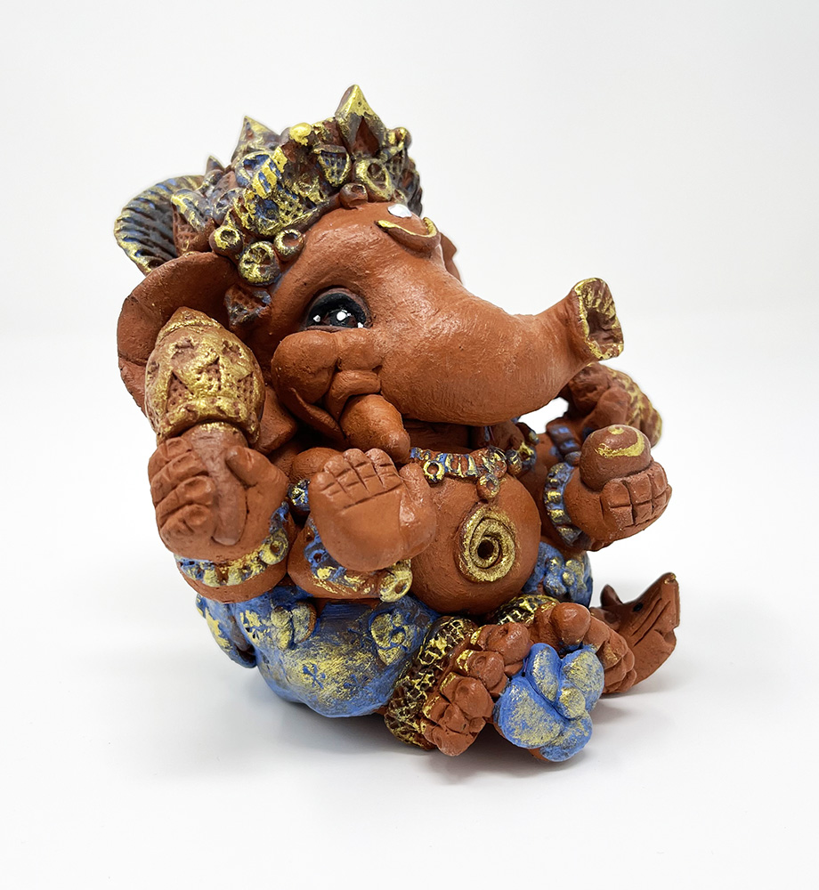 Brigitte Saugstad Ganesha Simple-9, ceramic statue, sculpture, idol, figurine, elephant -C