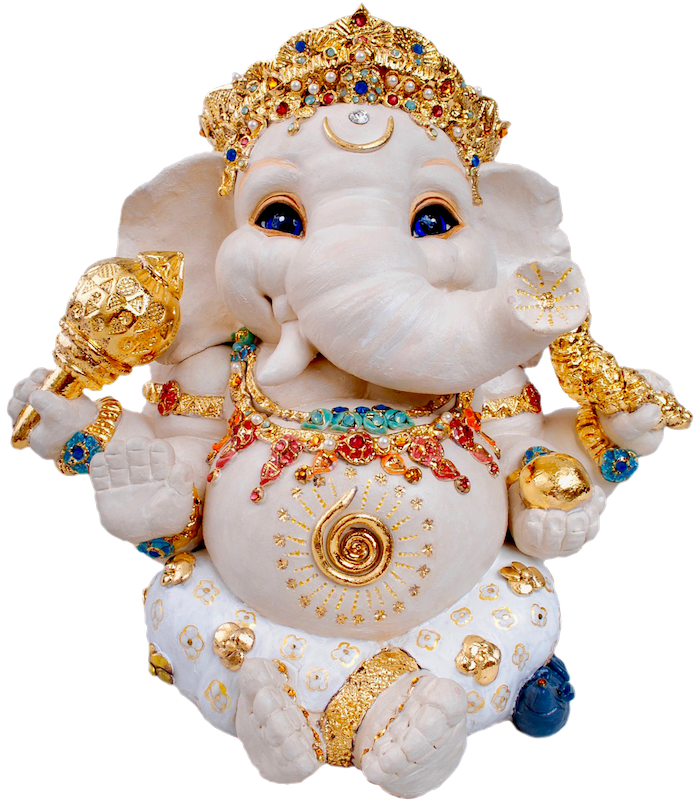 White Ganesha Statue with gold ornaments