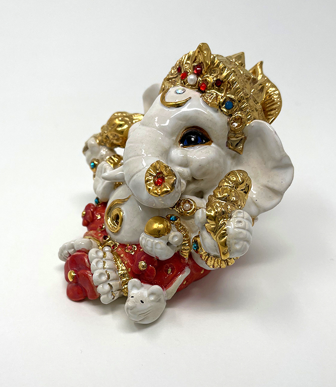Brigitte Saugstad Ganesha Royal-25 10X11X10 ceramic statue, sculpture, idol, figurine, elephant -E