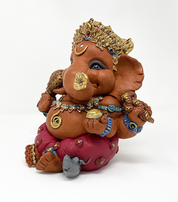 Brigitte Saugstad Ganesha Royal-35, ceramic statue, sculpture, idol, figurine, elephant -F