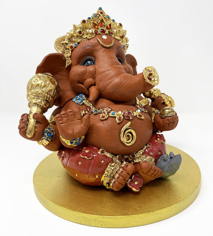 Brigitte Saugstad Ganesha Royal-38, ceramic statue, sculpture, idol, figurine, elephant -C