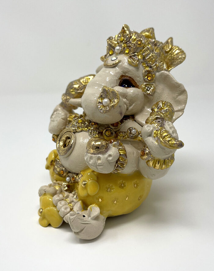 Brigitte Saugstad Ganesha Royal-42, ceramic statue, sculpture, idol, figurine, elephant -E
