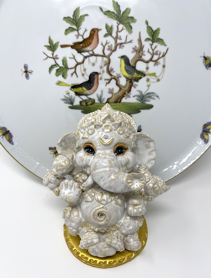 Brigitte Saugstad Ganesha Simple-10, ceramic statue, sculpture, idol, figurine, elephant -A