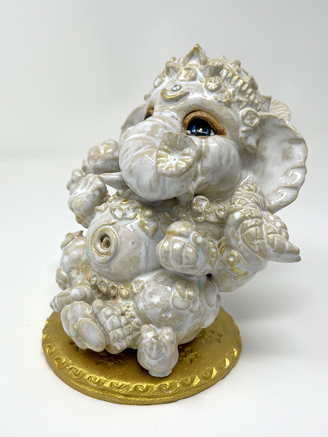 Brigitte Saugstad Ganesha Simple-10, ceramic statue, sculpture, idol, figurine, elephant -E