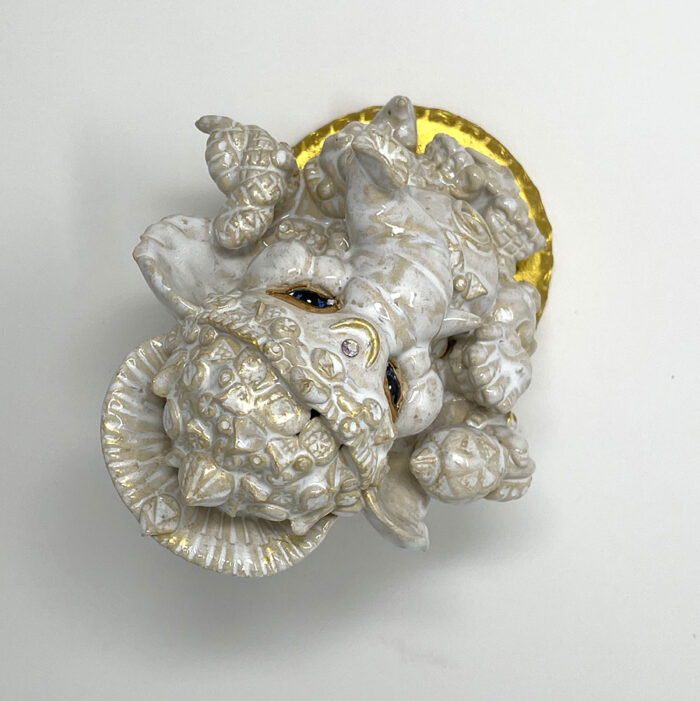 Brigitte Saugstad Ganesha Simple-10, ceramic statue, sculpture, idol, figurine, elephant -F