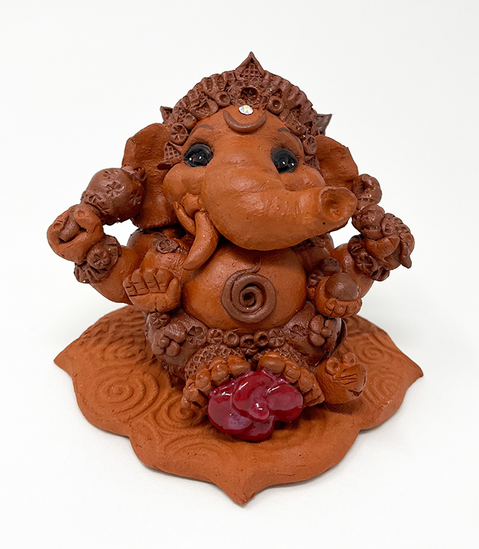 Brigitte Saugstad Ganesha-8 10X10X9 ceramic statue, sculpture, idol, figurine, elephant -B
