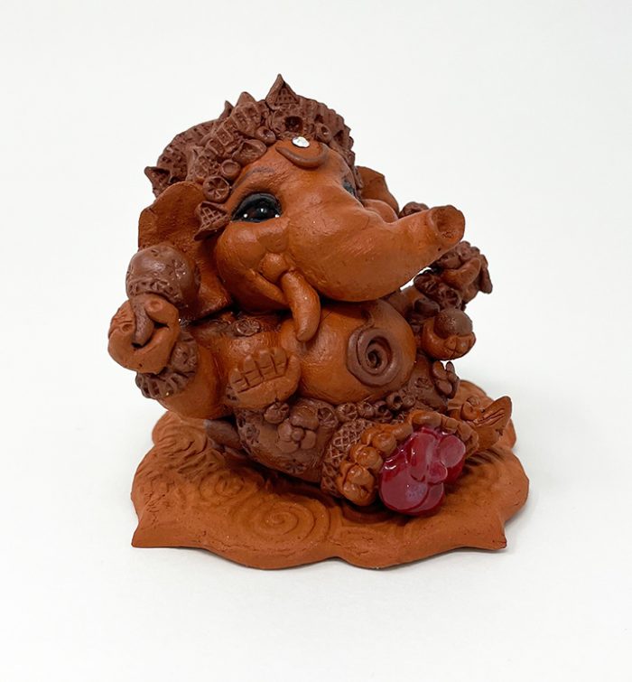 Brigitte Saugstad Ganesha-8 10X10X9 ceramic statue, sculpture, idol, figurine, elephant -C