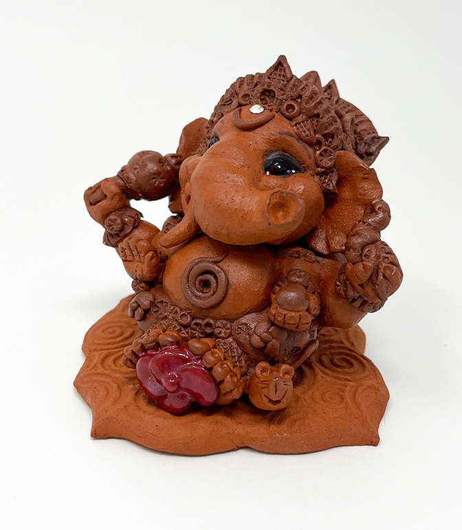 Brigitte Saugstad Ganesha-8 10X10X9 ceramic statue, sculpture, idol, figurine, elephant -E
