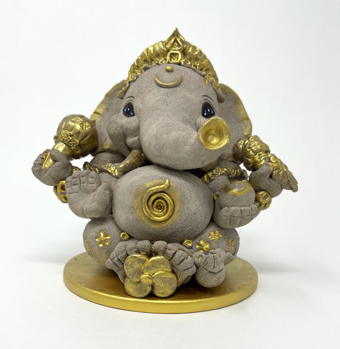 Brigitte Saugstad Ganesha Simple STONE-15, ceramic statue, sculpture, idol, figurine, elephant -B