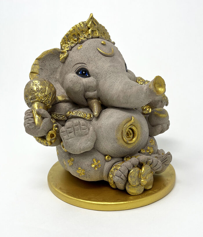 Brigitte Saugstad Ganesha Simple STONE-15, ceramic statue, sculpture, idol, figurine, elephant -C