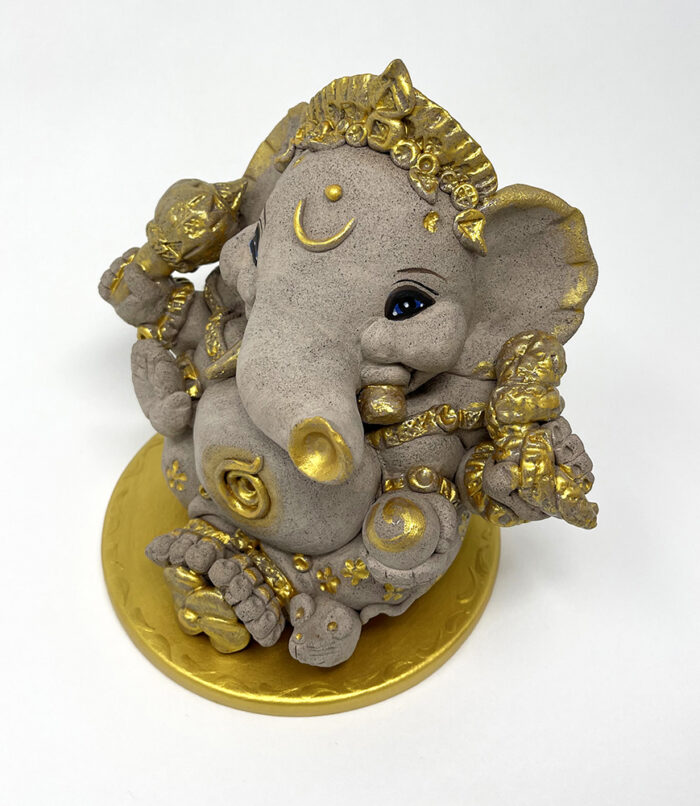 Brigitte Saugstad Ganesha Simple STONE-15, ceramic statue, sculpture, idol, figurine, elephant -E