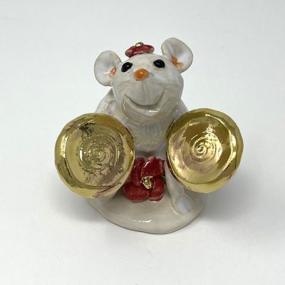 Brigitte Saugstad Mouse-15 ceramic statue, sculpture, mouse -A