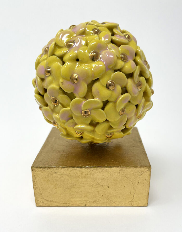 Brigitte Saugstad ViennaBloom-15 yellow, art nouveau flower sphere -A