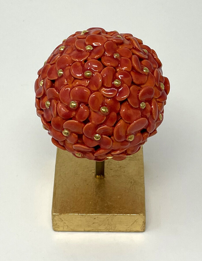 Brigitte Saugstad ViennaBloom-16 red, art nouveau flower sphere -B