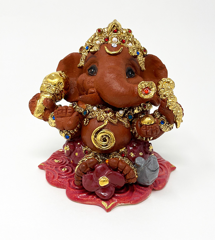 Brigitte Saugstad Ganesha Royal-26 11X11X10 ceramic statue, sculpture, idol, figurine, elephant -B