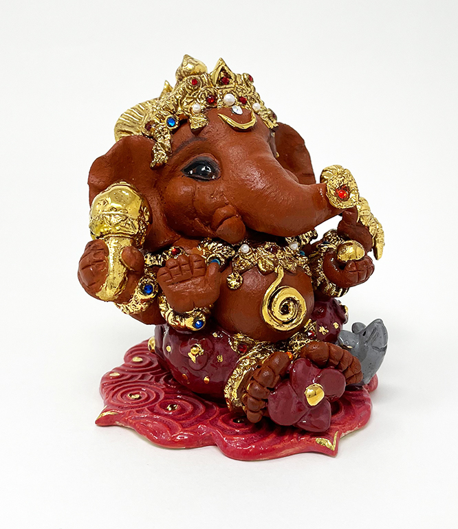 Brigitte Saugstad Ganesha Royal-26 11X11X10 ceramic statue, sculpture, idol, figurine, elephant -C