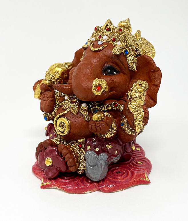 Brigitte Saugstad Ganesha Royal-26 11X11X10 ceramic statue, sculpture, idol, figurine, elephant -E