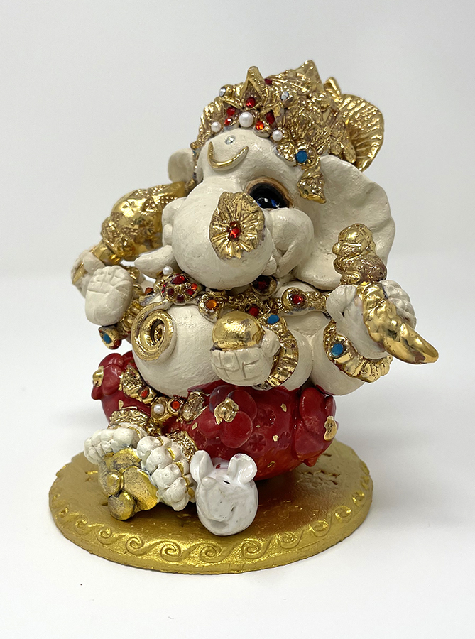 Brigitte Saugstad Ganesha Royal-39, ceramic statue, sculpture, idol, figurine, elephant -E