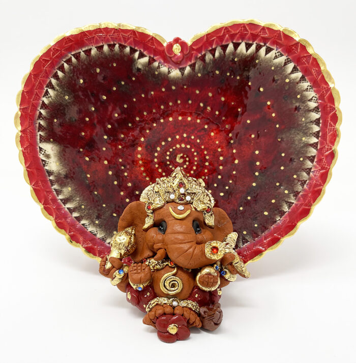 Brigitte Saugstad Ganesha Royal Mini-1, ceramic statue, sculpture, idol, figurine, elephant -A
