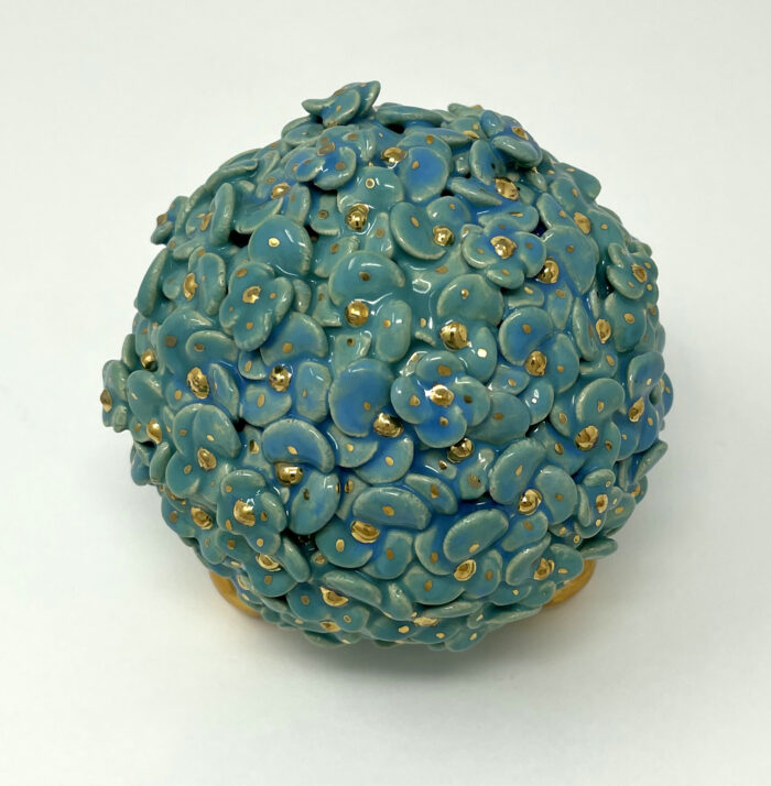 Brigitte Saugstad ViennaBloom-17 turquois, art nouveau flower sphere -A