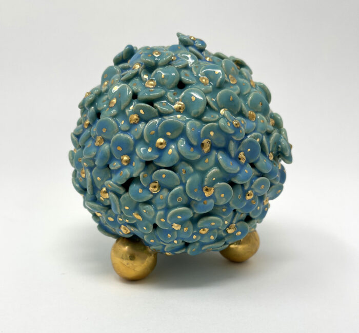 Brigitte Saugstad ViennaBloom-17 turquois, art nouveau flower sphere -B