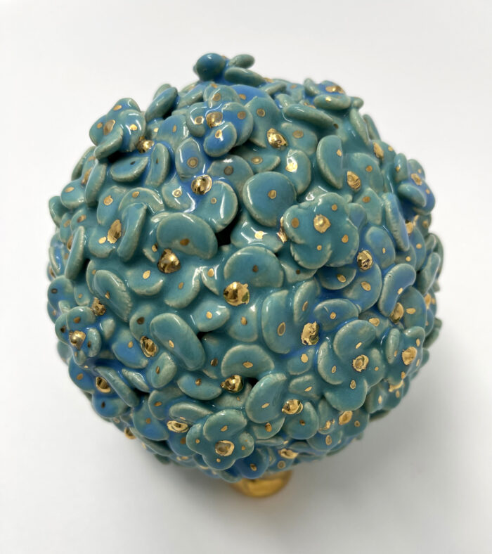 Brigitte Saugstad ViennaBloom-17 turquois, art nouveau flower sphere -C