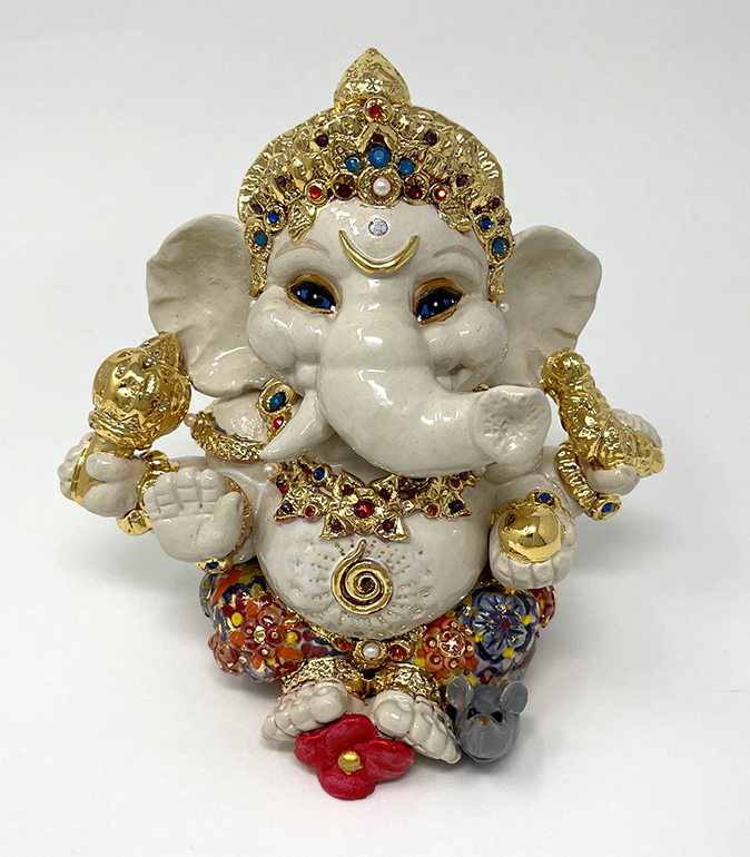 Brigitte Saugstad Ganesha Royal-29 ceramic statue, sculpture, idol, figurine, elephant -B