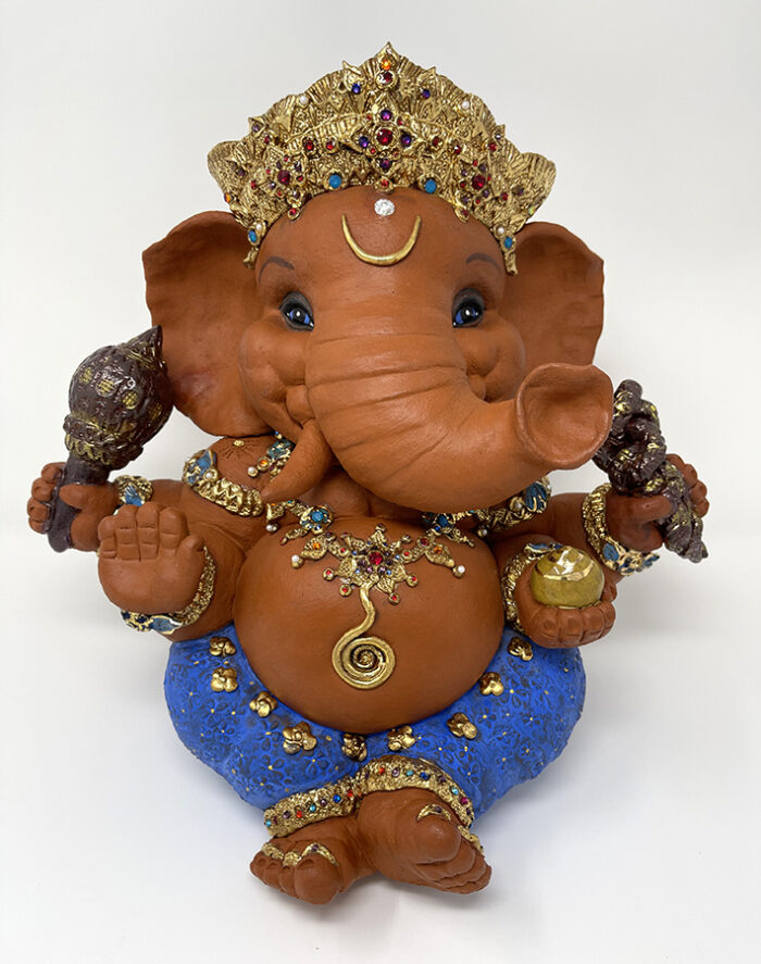 Brigitte Saugstad Ganesha Royal-41, ceramic statue, sculpture, idol, figurine, elephant -A