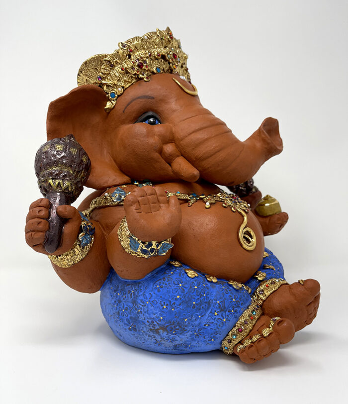 Brigitte Saugstad Ganesha Royal-41, ceramic statue, sculpture, idol, figurine, elephant -C