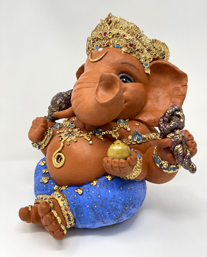 Brigitte Saugstad Ganesha Royal-41, ceramic statue, sculpture, idol, figurine, elephant -E